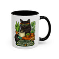 Cat & Plants Accent Coffee Mug — "Sorry, I Can't...I Have Plants to Water & Books to Read"