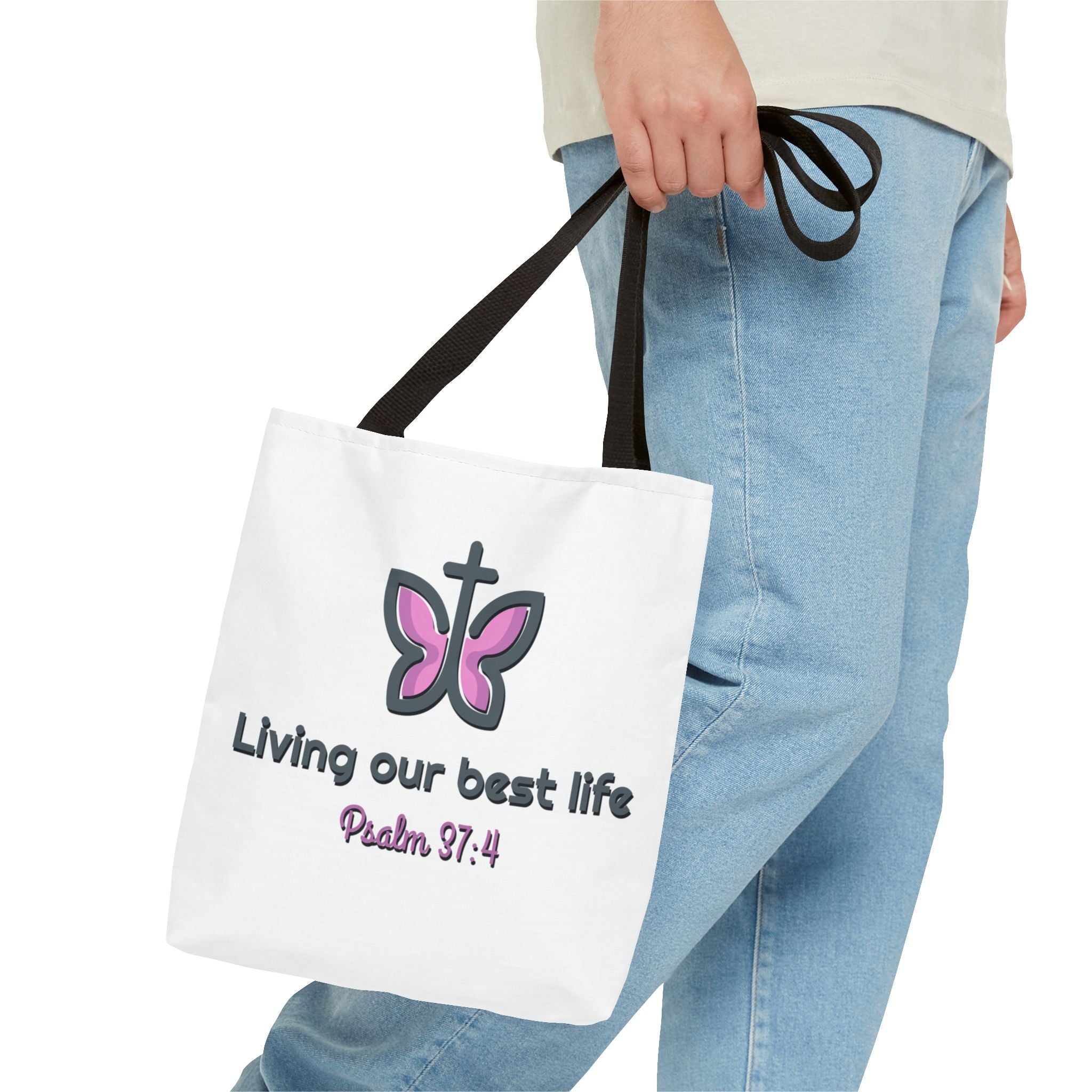 "Living Our Best Life" (Psalm 37:4) Butterfly Tote Bag