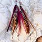 6” Brown Rooster + Hot Pink Emu Feather Earrings