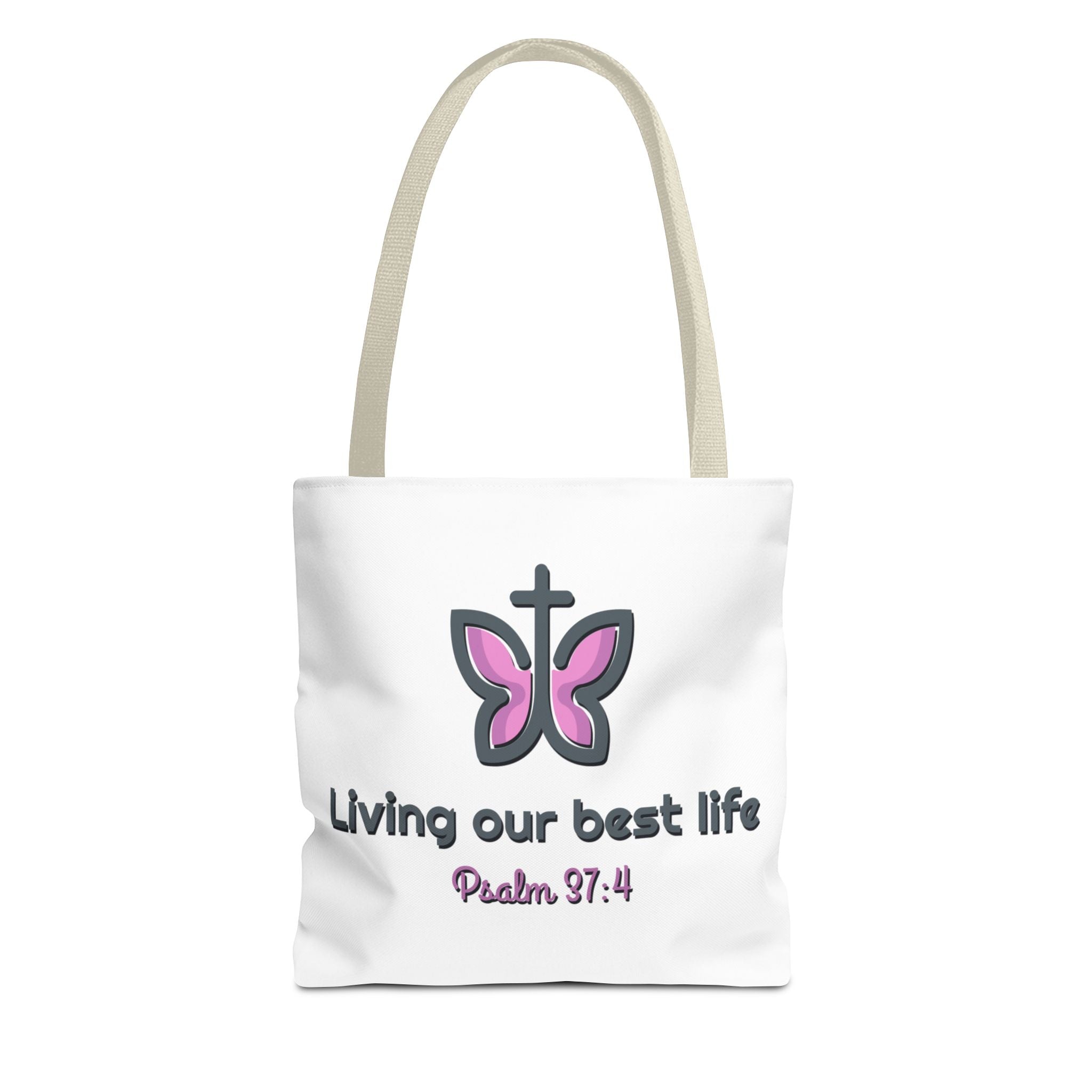 "Living Our Best Life" (Psalm 37:4) Butterfly Tote Bag
