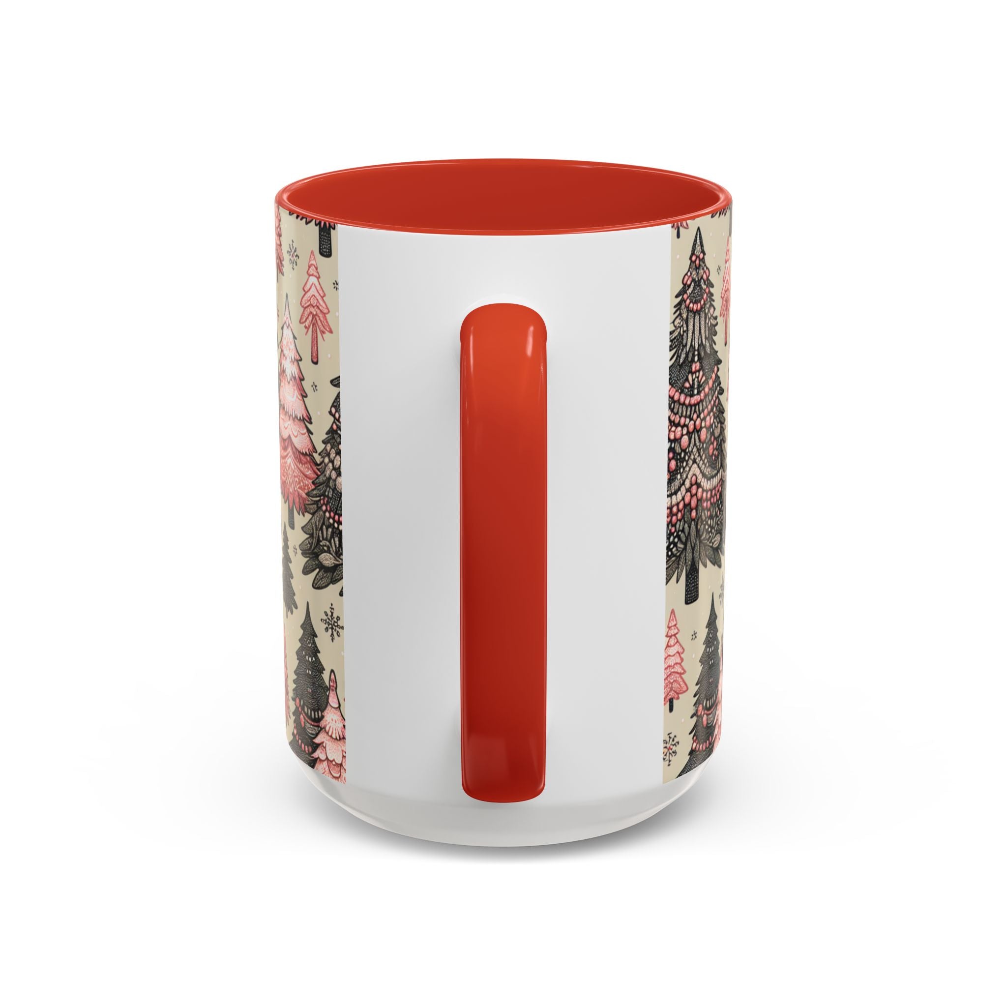 Paisley Christmas Tree Accent Coffee Mug – Pink Vintage Holiday Pattern (11/15oz)