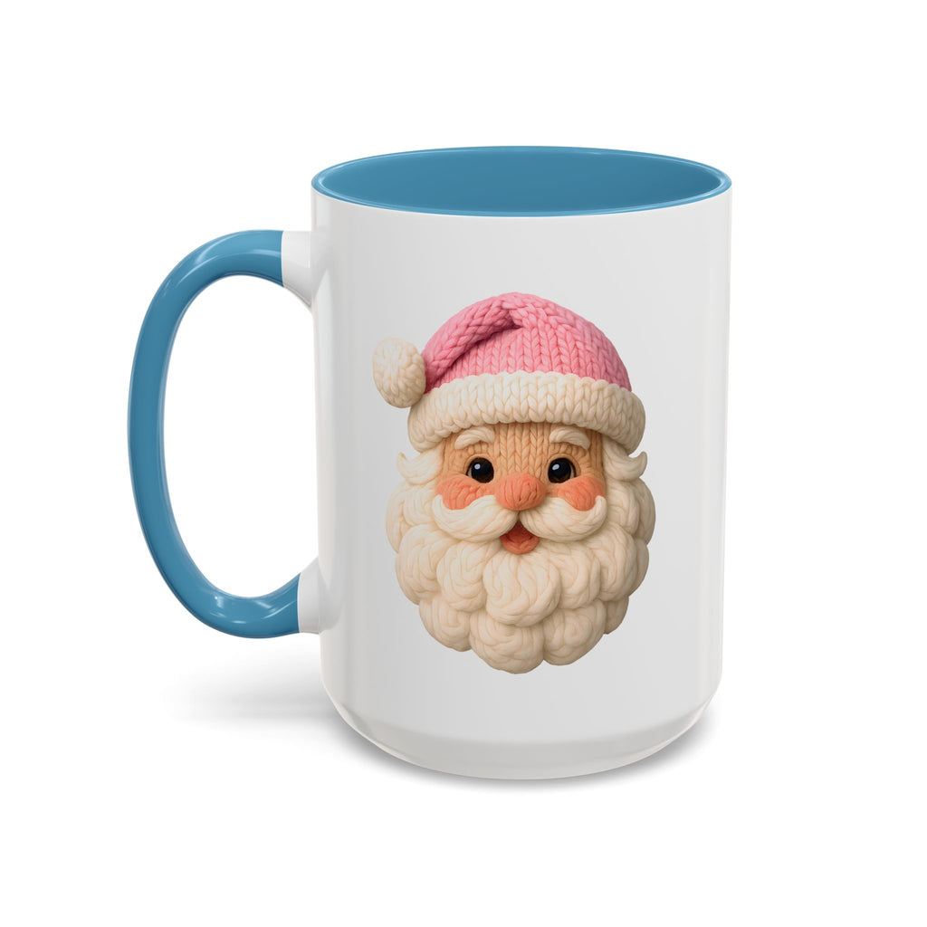 Santa Face Coffee Mug — Cute Pink Hat Holiday Accent Mug (11/15 oz)