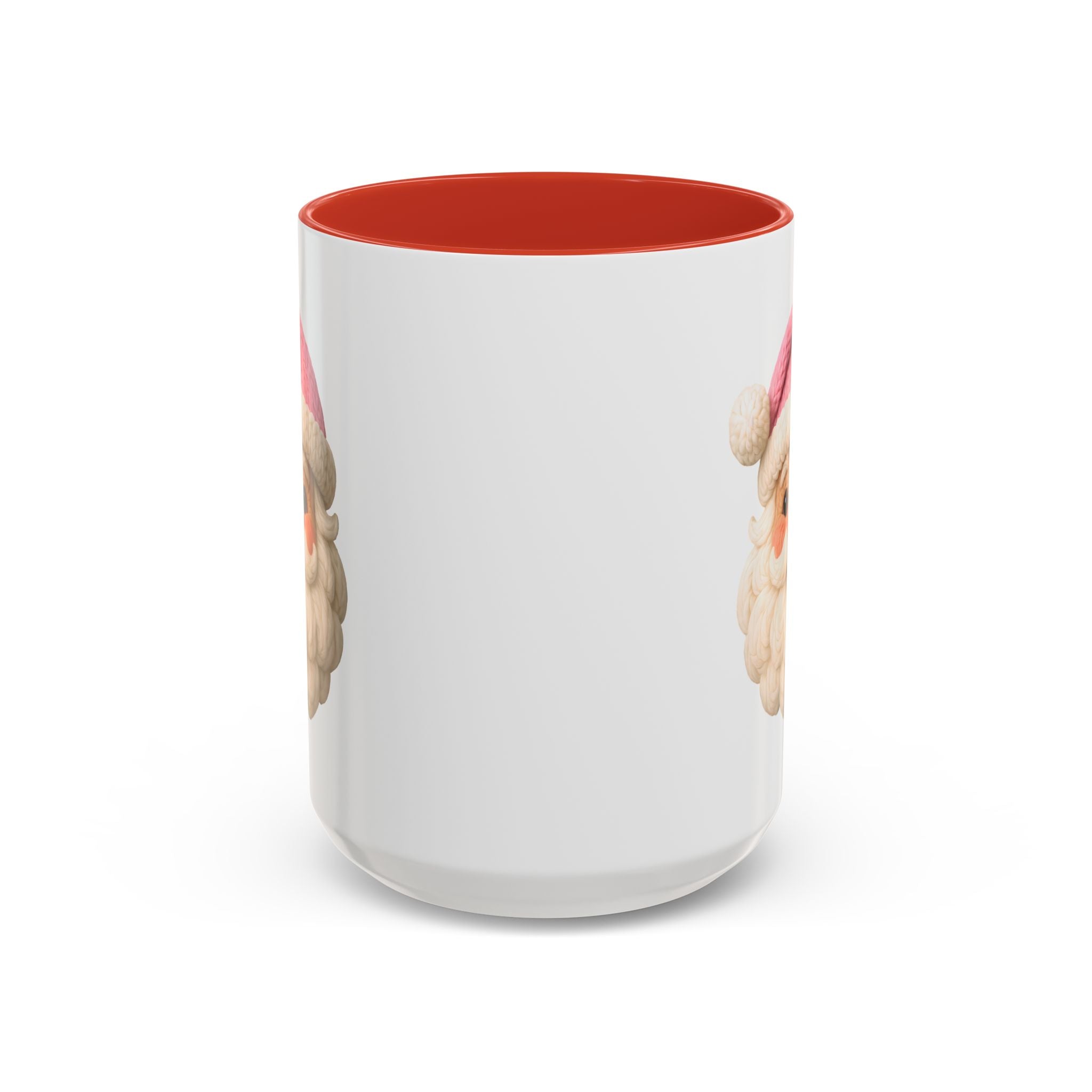 Santa Face Coffee Mug — Cute Pink Hat Holiday Accent Mug (11/15 oz)