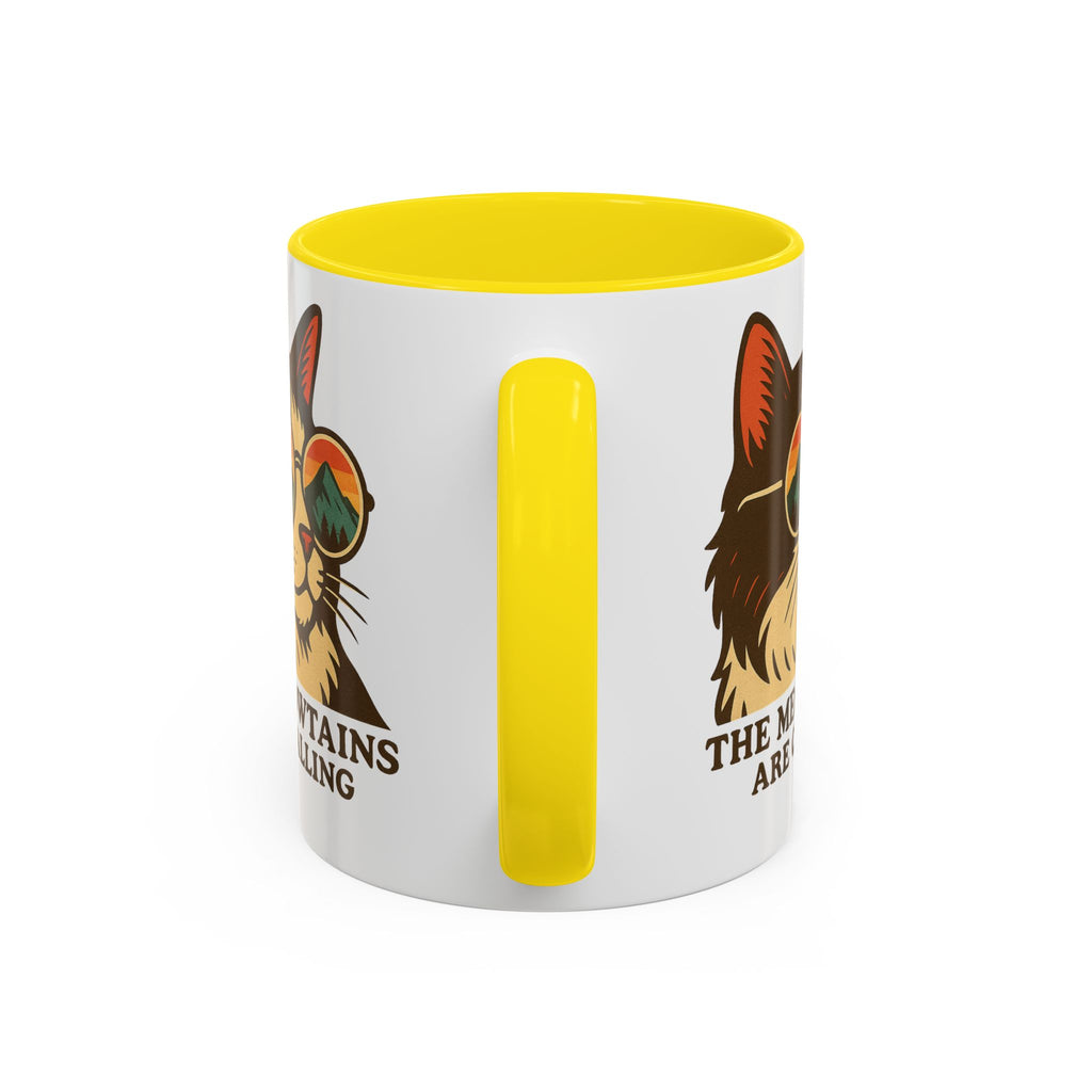 Coffee Mug — "The Meowtains Are Calling" Cat with Sunglasses Accent Mug