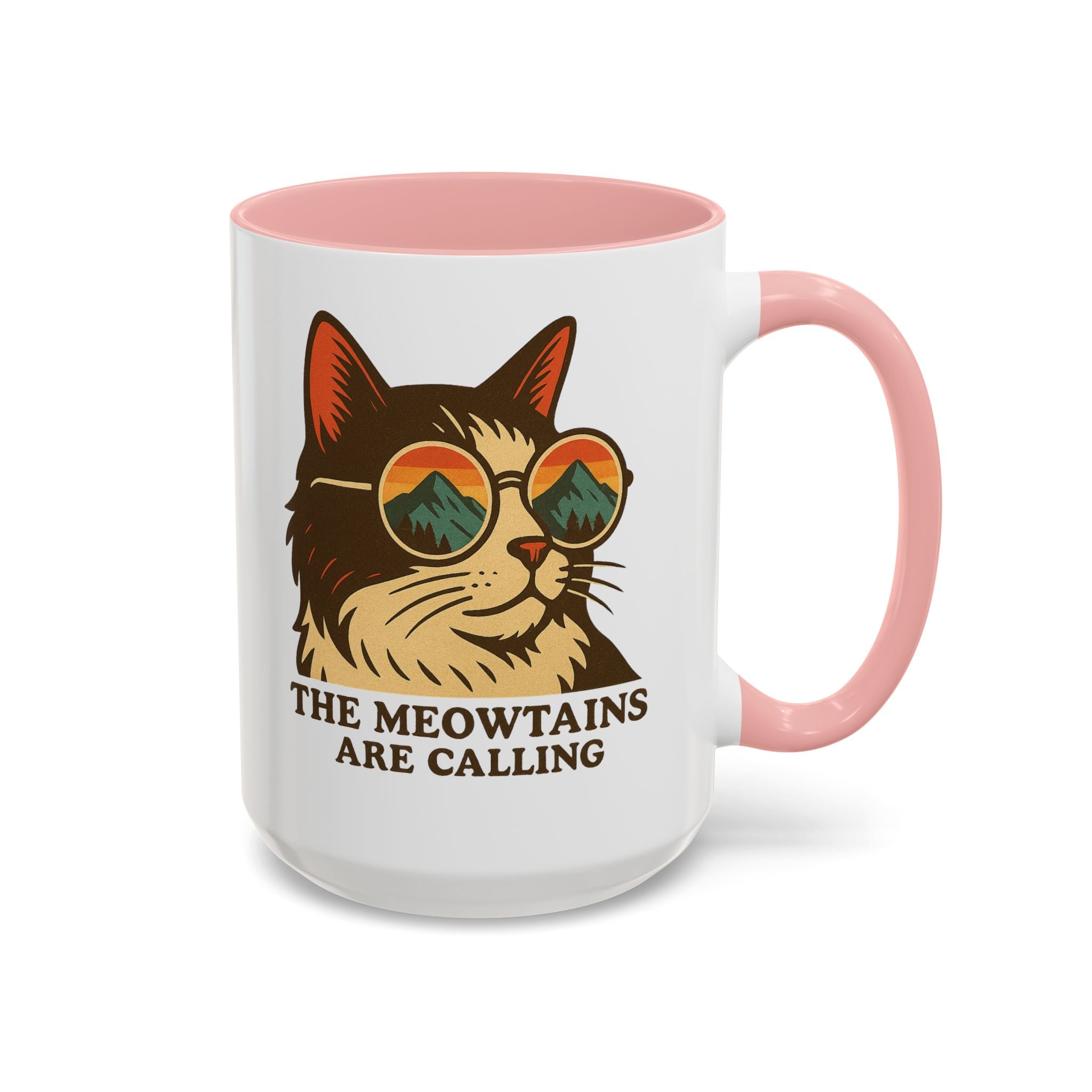 Coffee Mug — "The Meowtains Are Calling" Cat with Sunglasses Accent Mug