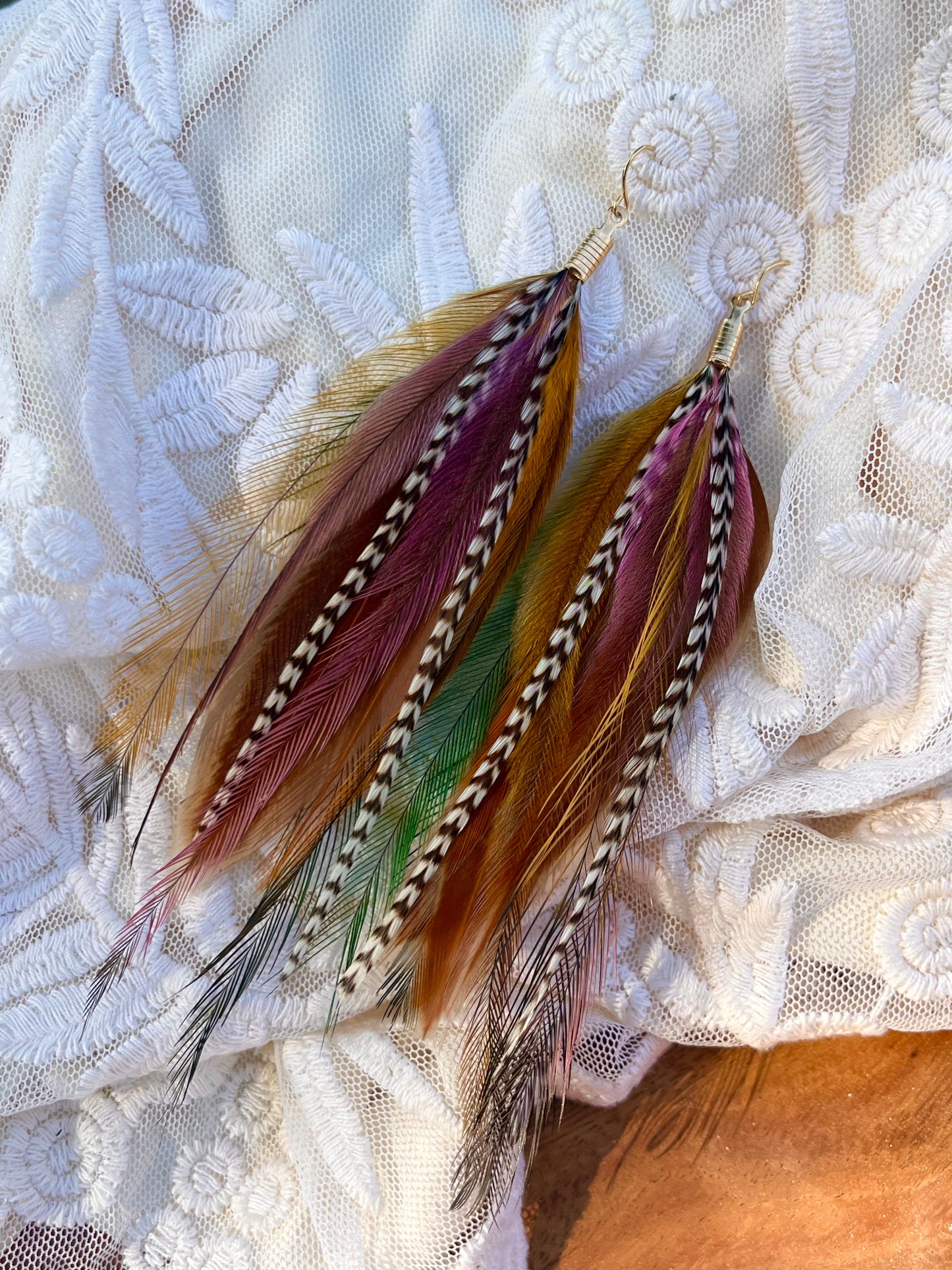 6” Pastel Multi-color feather earrings