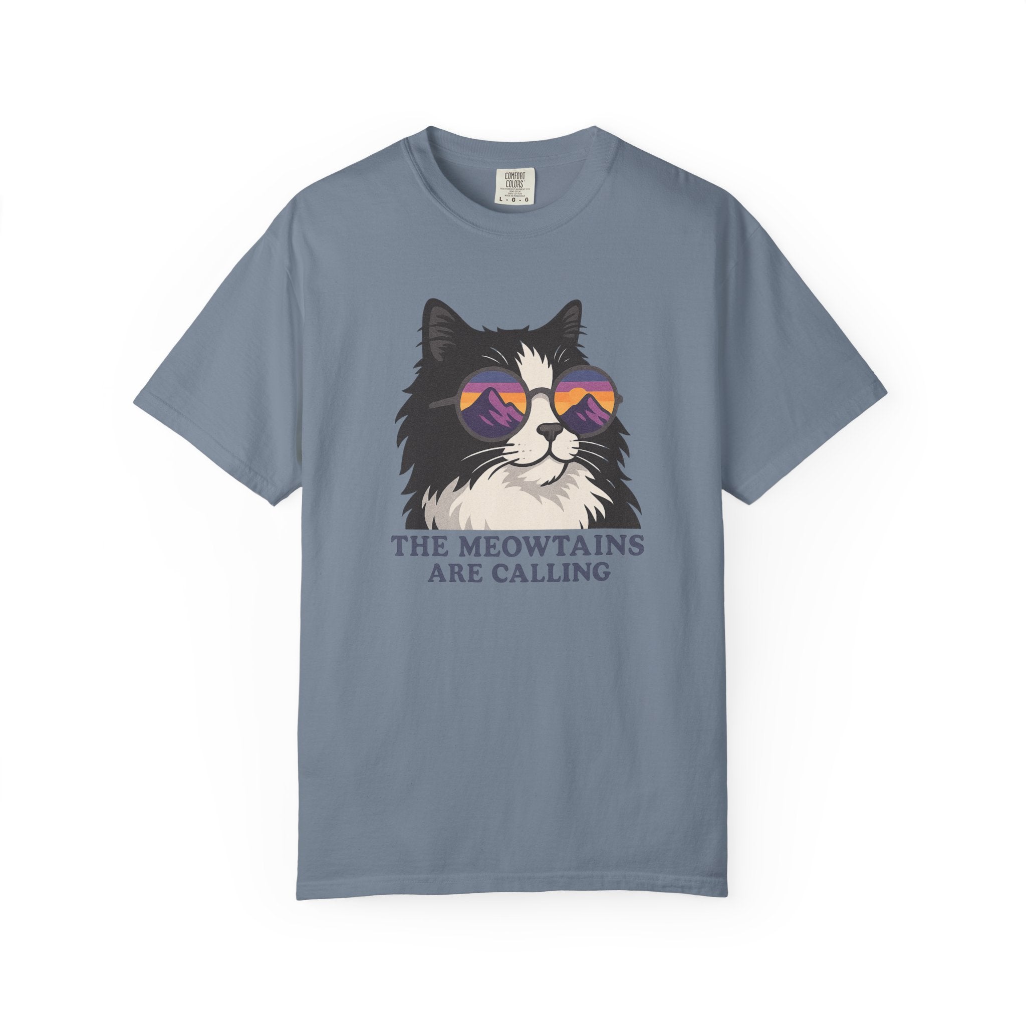 Cat Graphic T-Shirt — "The Meowtains Are Calling" Retro Sunglasses Tee