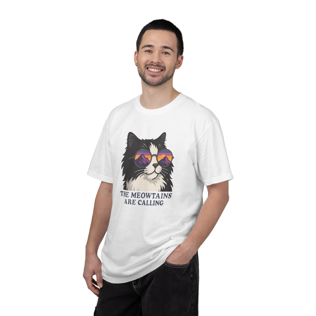 Cat Graphic T-Shirt — "The Meowtains Are Calling" Retro Sunglasses Tee