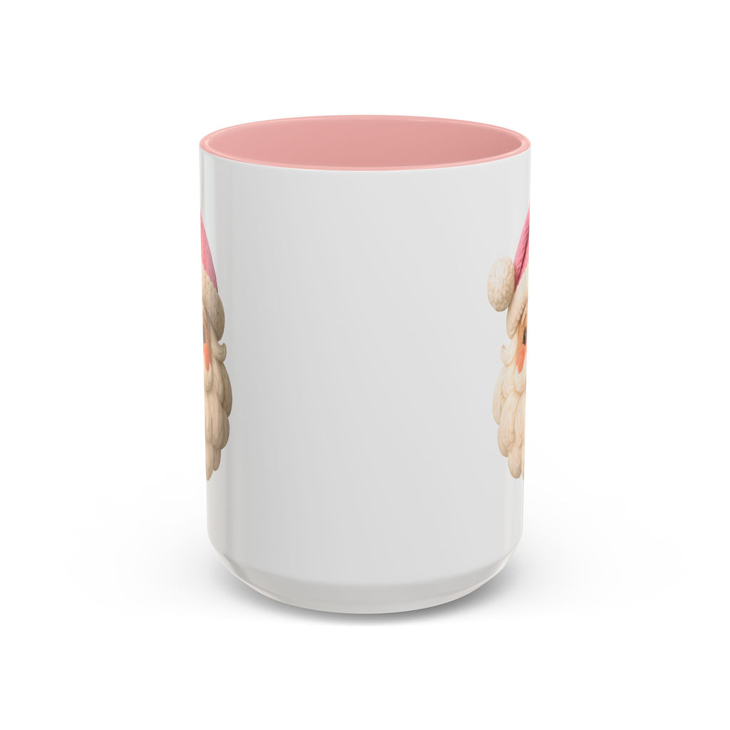 Santa Face Coffee Mug — Cute Pink Hat Holiday Accent Mug (11/15 oz)