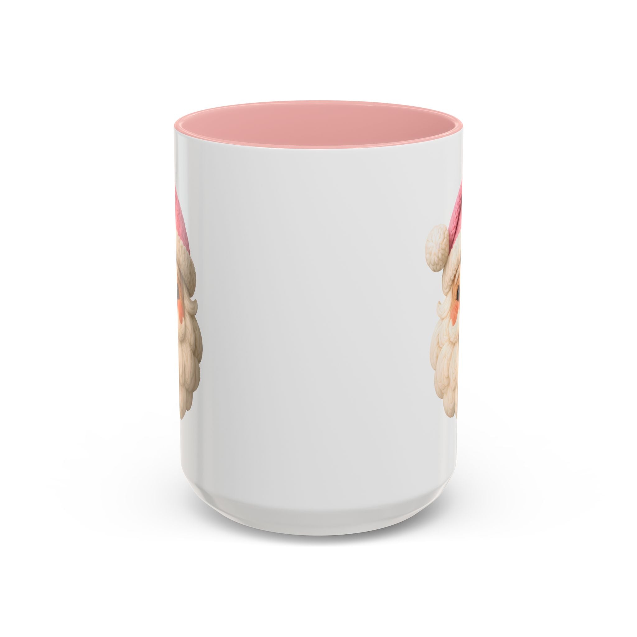 Santa Face Coffee Mug — Cute Pink Hat Holiday Accent Mug (11/15 oz)