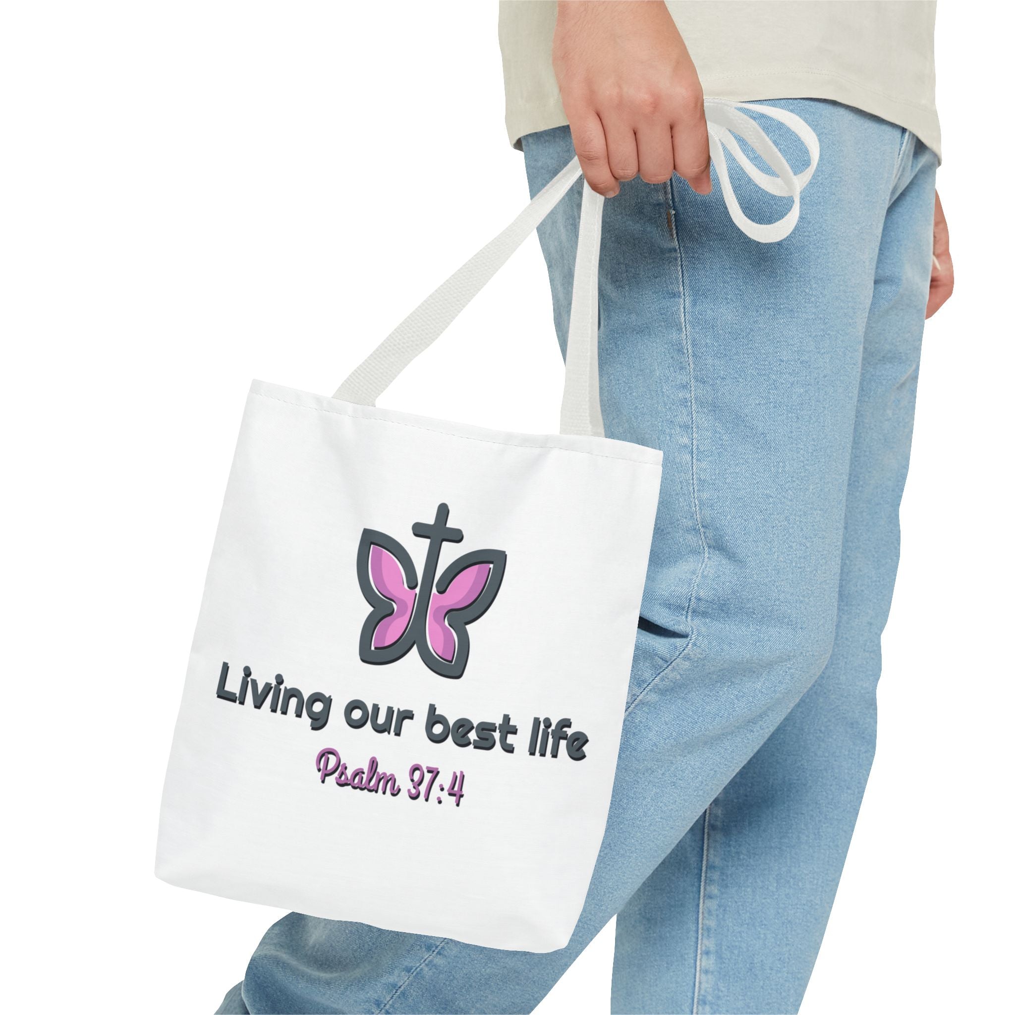 "Living Our Best Life" (Psalm 37:4) Butterfly Tote Bag