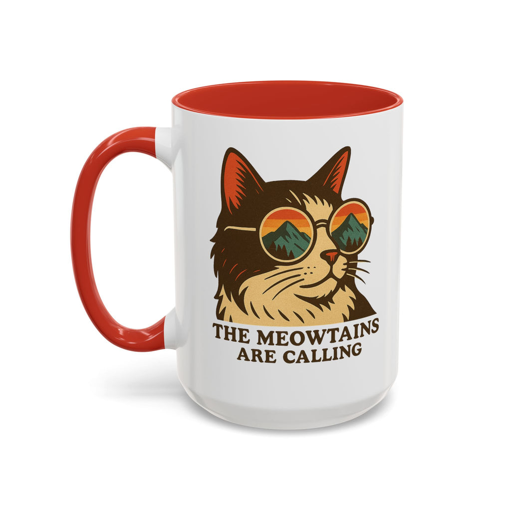 Coffee Mug — "The Meowtains Are Calling" Cat with Sunglasses Accent Mug