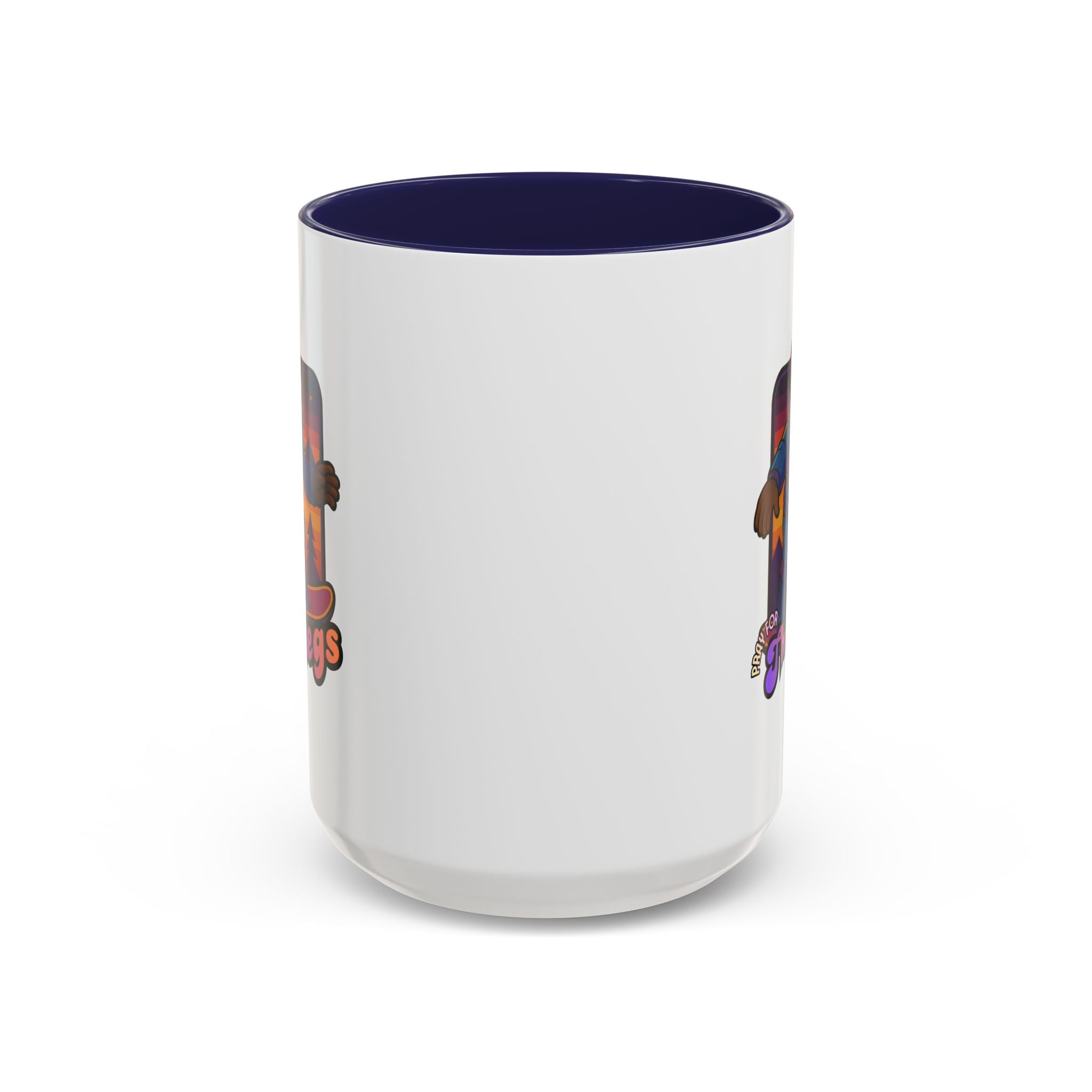 Snowboarding  Sasquatch Coffee Mug - 'Pray for The Legs' Retro Sunset Accent Mug (11/15oz)