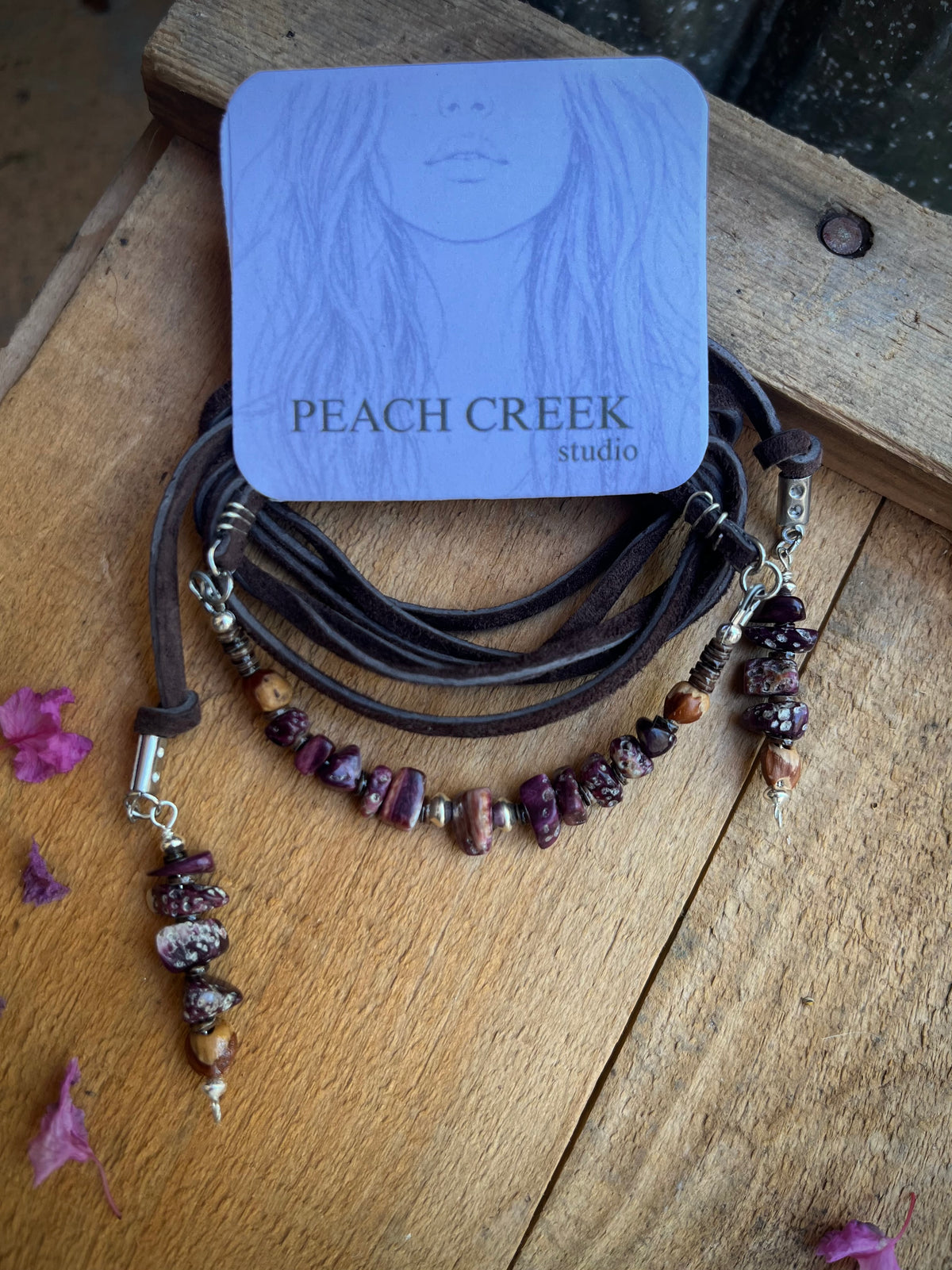 Purple Spiny Oyster Choker Lariat Necklace