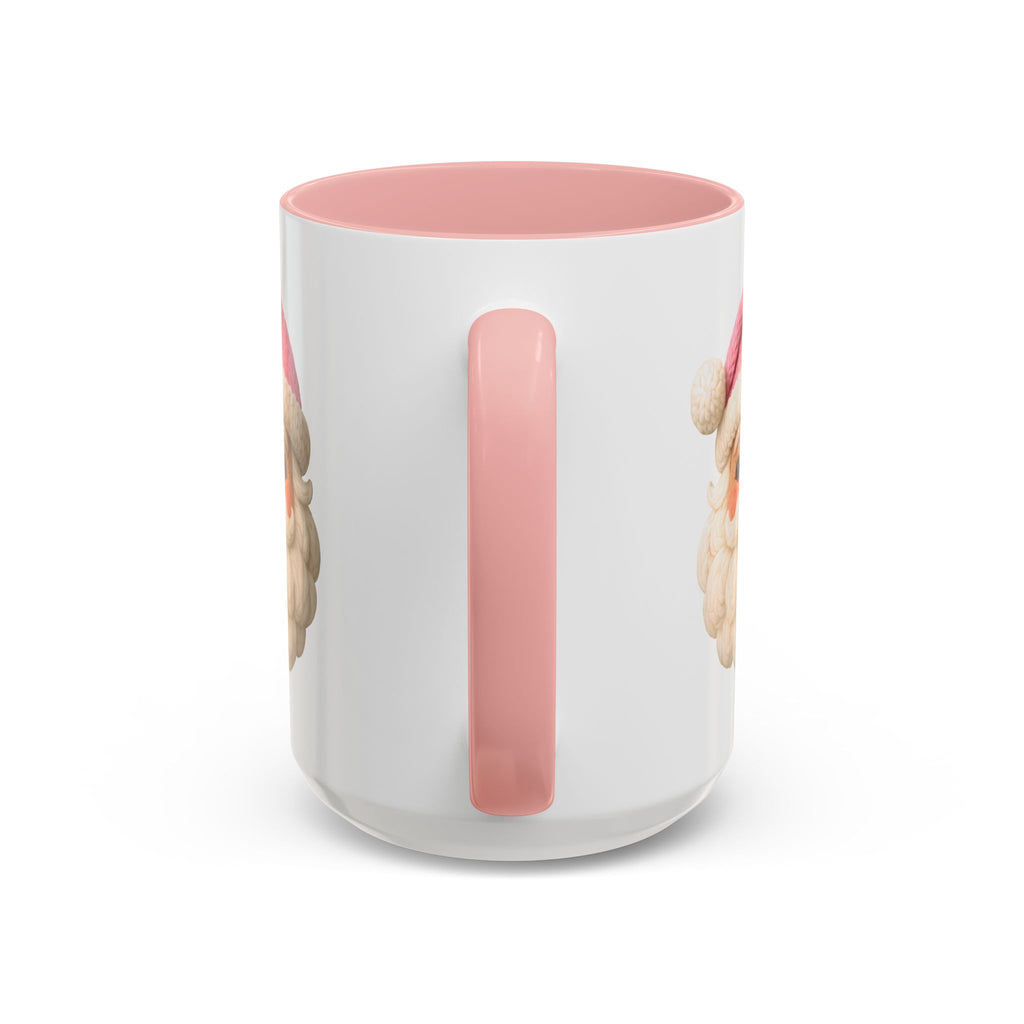 Santa Face Coffee Mug — Cute Pink Hat Holiday Accent Mug (11/15 oz)