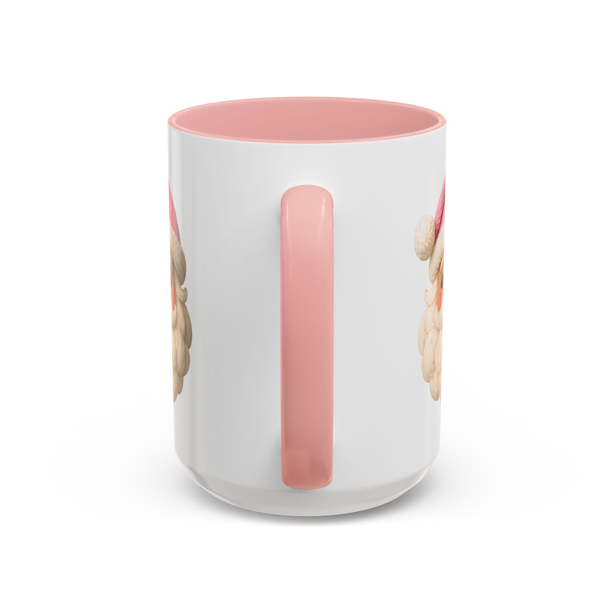 Santa Face Coffee Mug — Cute Pink Hat Holiday Accent Mug (11/15 oz)