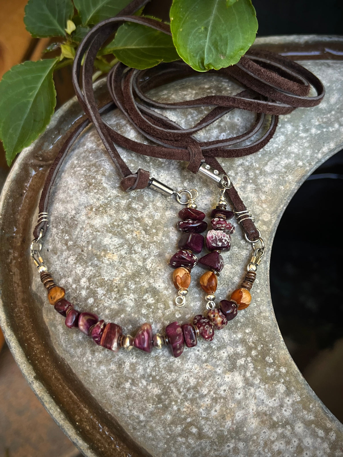 Purple Spiny Oyster Choker Lariat Necklace