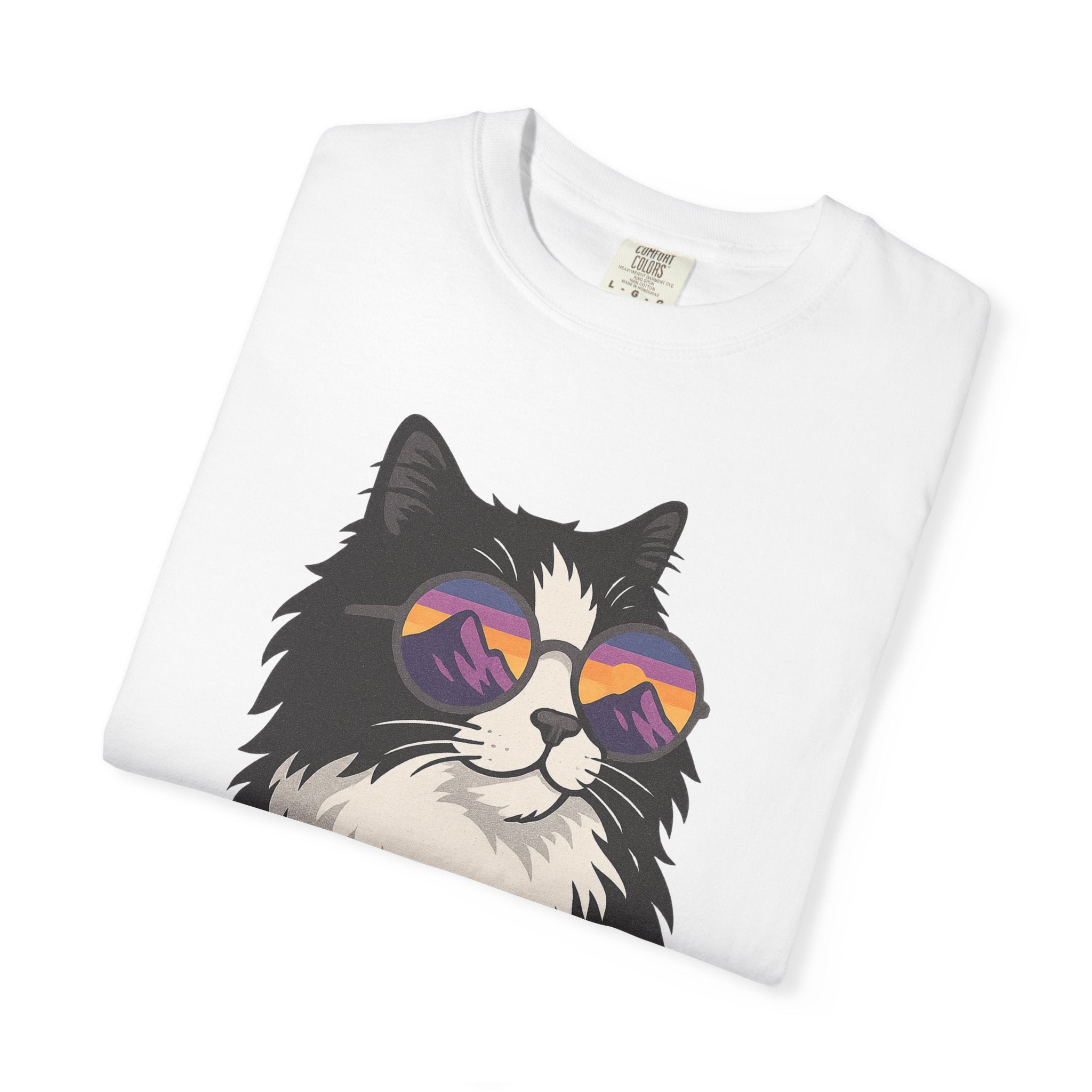 Cat Graphic T-Shirt — "The Meowtains Are Calling" Retro Sunglasses Tee
