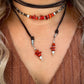 Red Coral & Pearl Choker Lariat Necklace