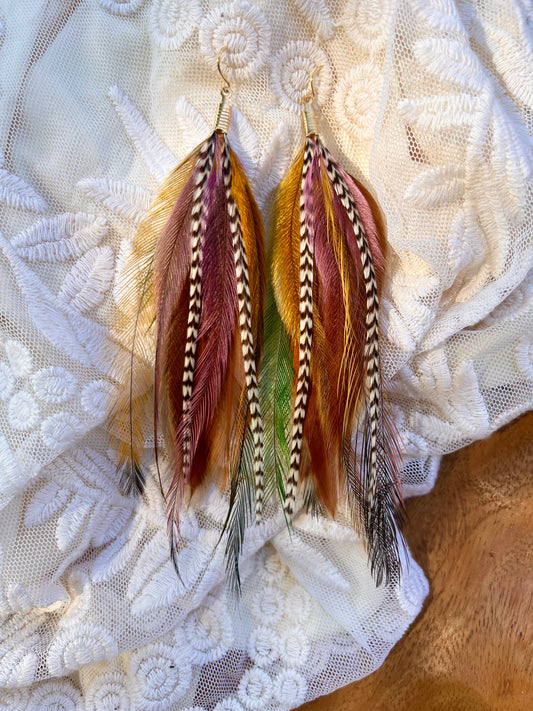 6” Pastel Multi-color feather earrings