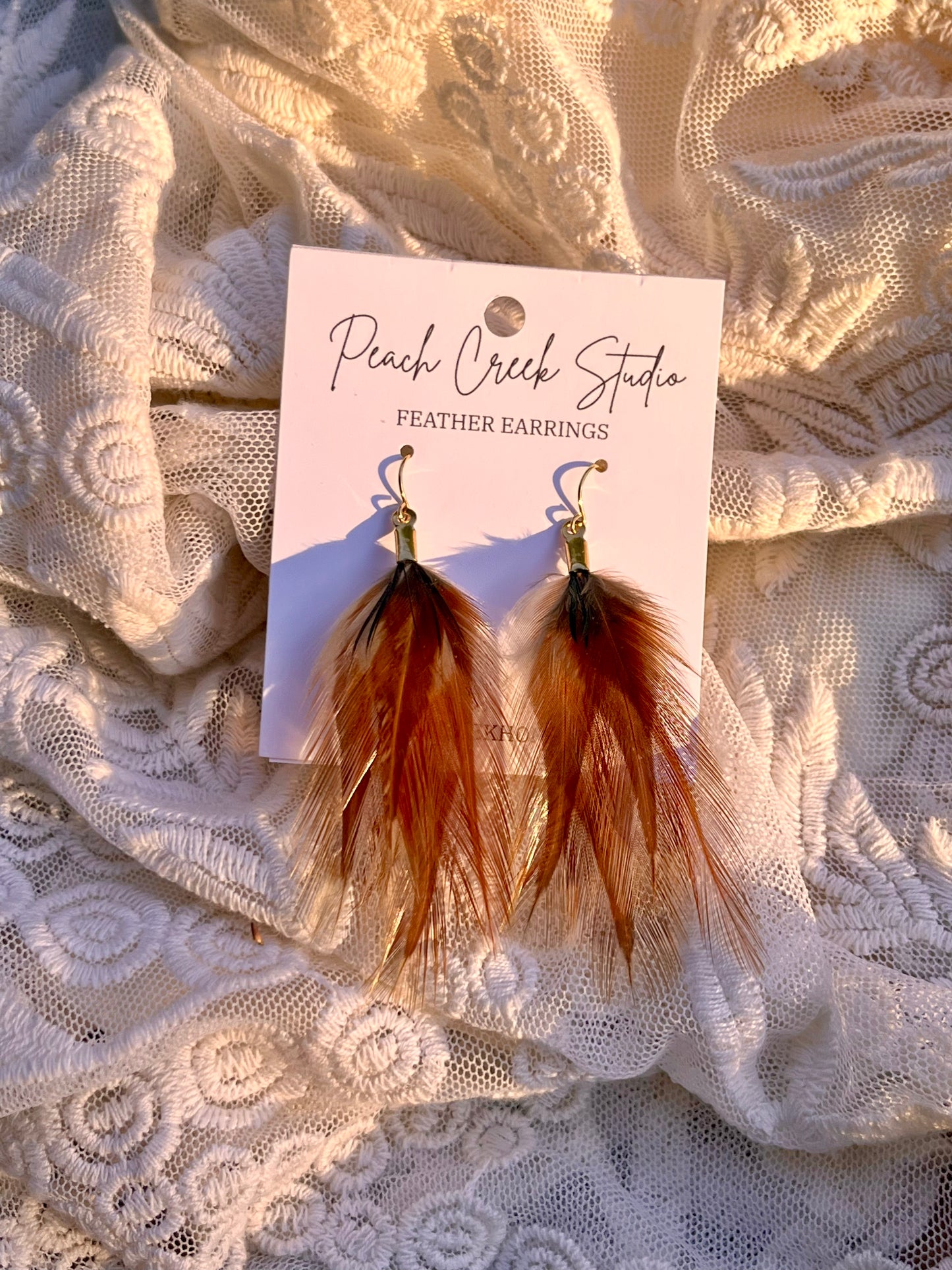3" Earth-Toned Feather Earrings