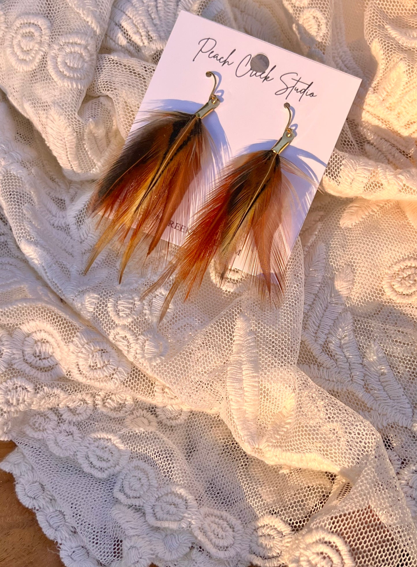 3" Earth-Toned Feather Earrings