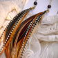 10" Grizzly & Ginger Feather Earrings with Wooden Beads