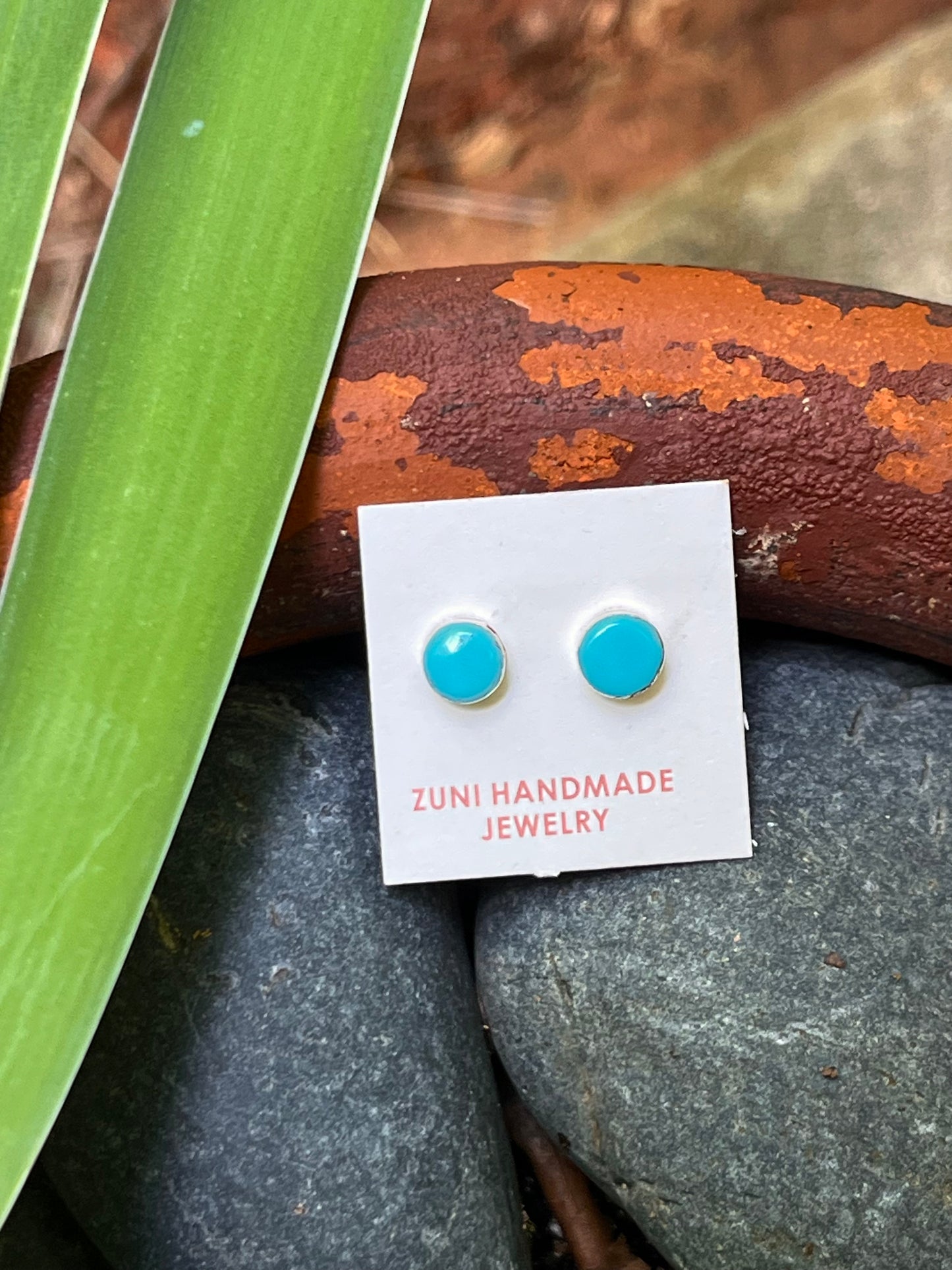 Petite Sterling Silver + Turquoise Stud Earrings