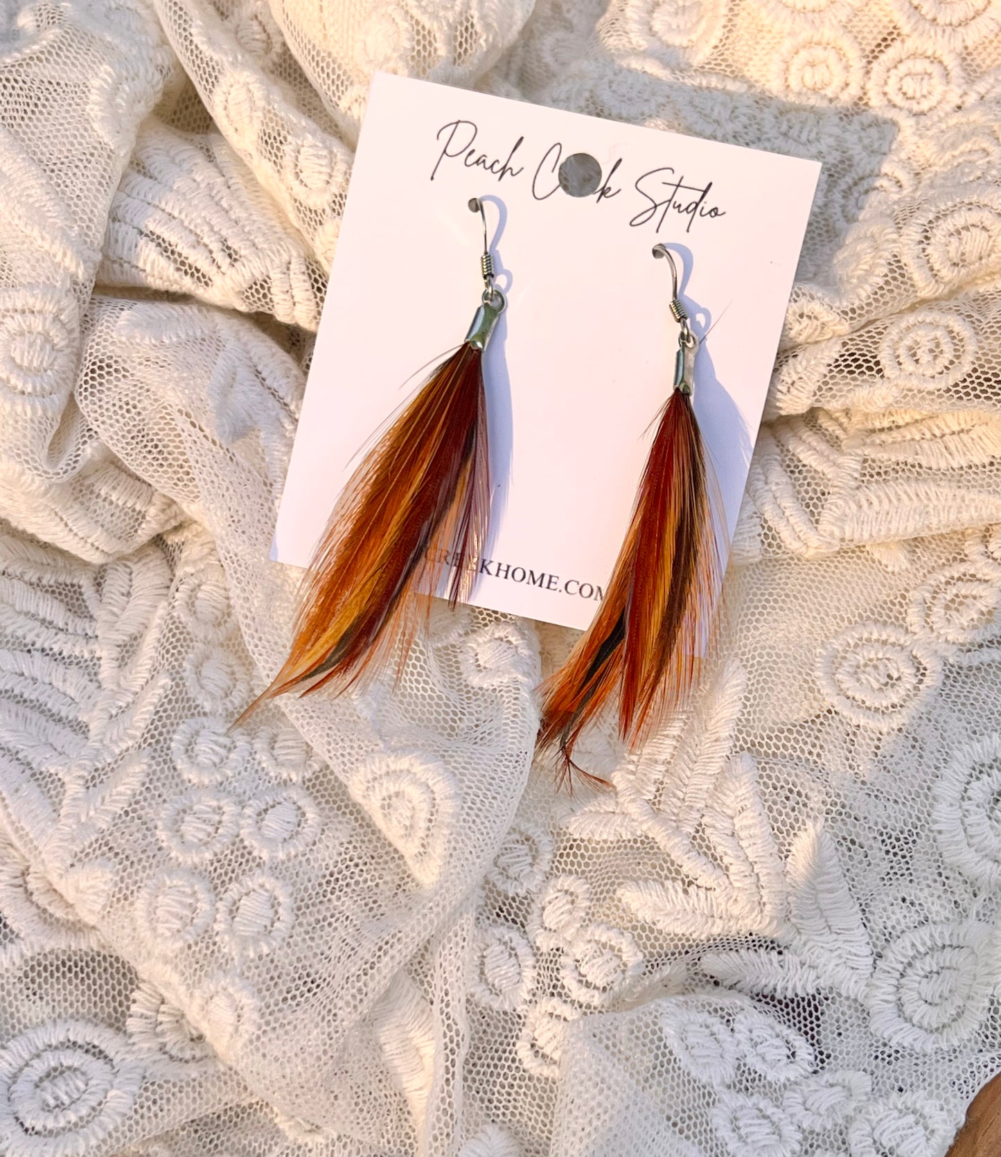 3" Rust & Copper Feather Earrings