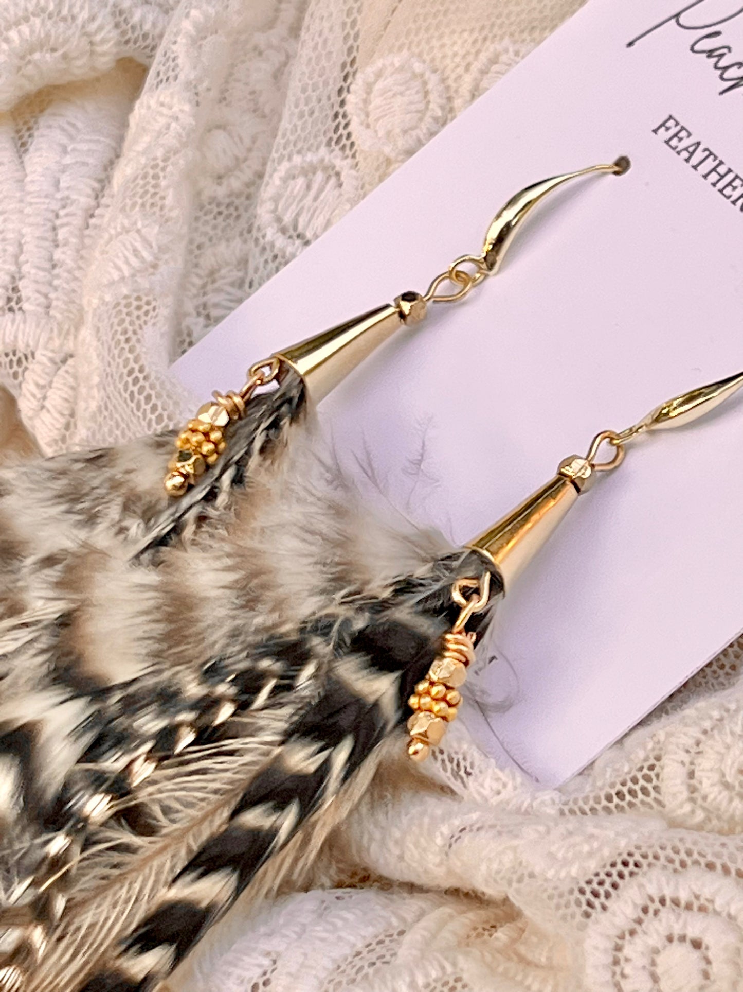 10" Grizzly Rooster & Emu Feather Earrings