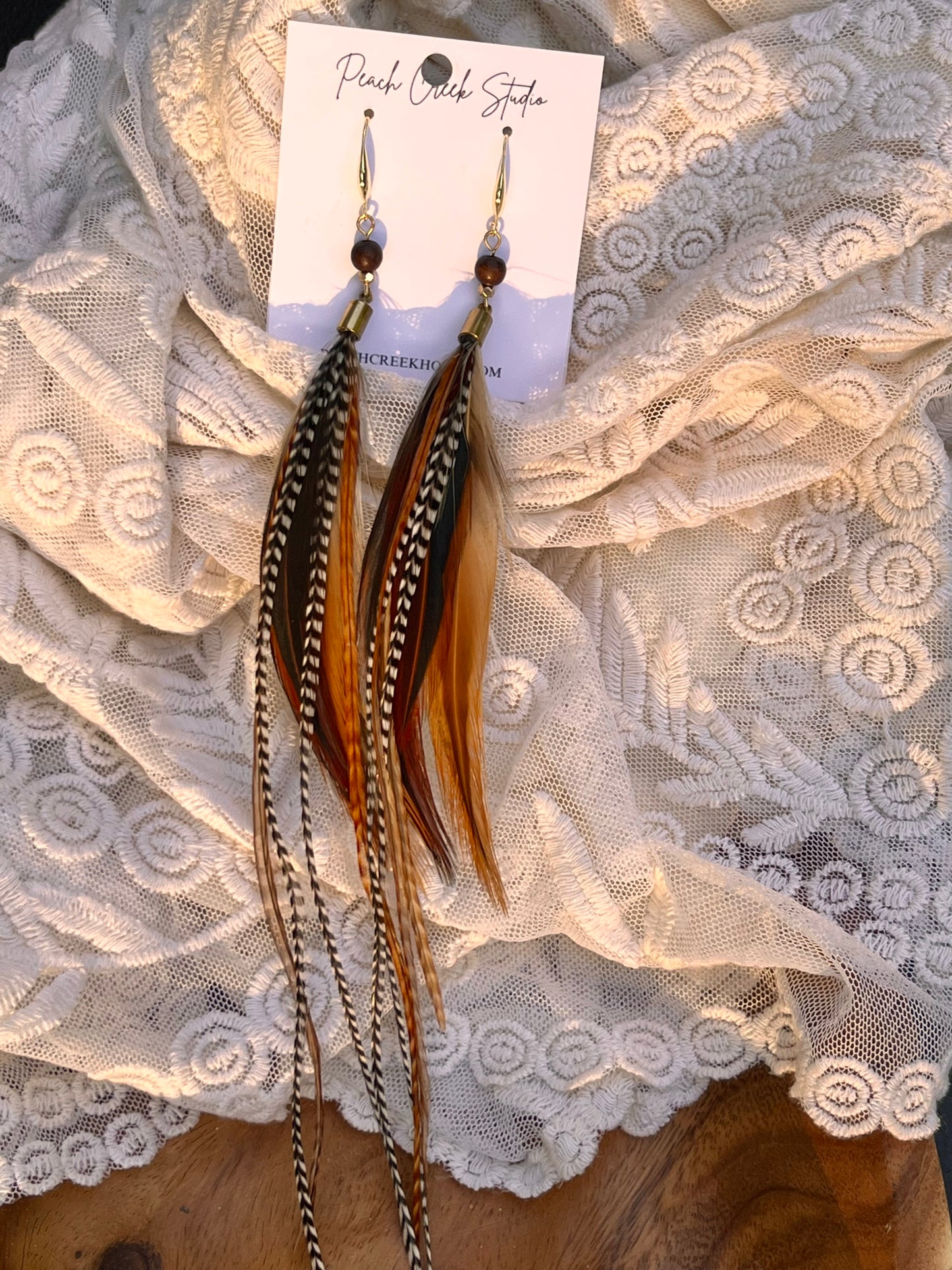 8.5" Grizzly & Ginger Feather Earrings