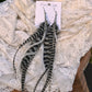 10.5" Grizzly Grey & White Feather Earrings with Hematite